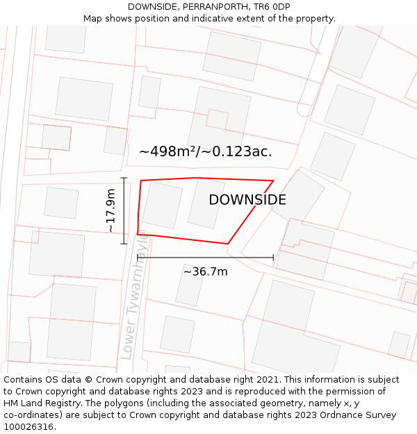 DOWNSIDE, PERRANPORTH, TR6 0DP: Plot and title map