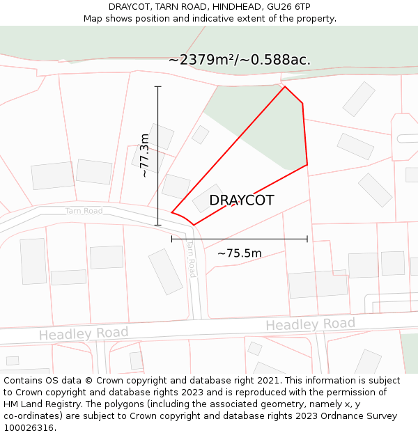 DRAYCOT, TARN ROAD, HINDHEAD, GU26 6TP: Plot and title map