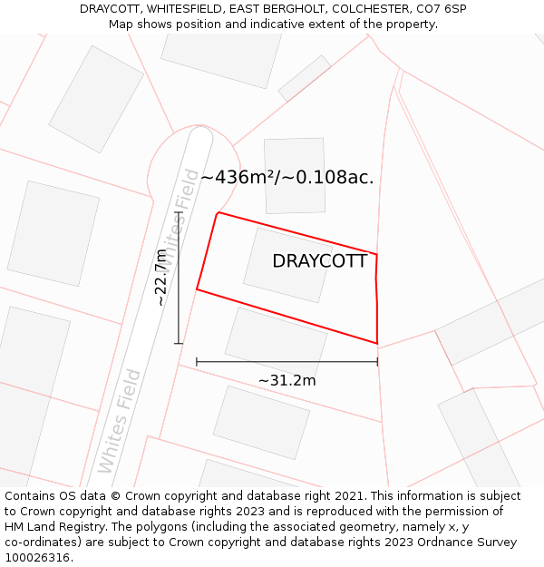 DRAYCOTT, WHITESFIELD, EAST BERGHOLT, COLCHESTER, CO7 6SP: Plot and title map