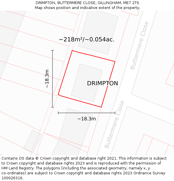 DRIMPTON, BUTTERMERE CLOSE, GILLINGHAM, ME7 2TS: Plot and title map