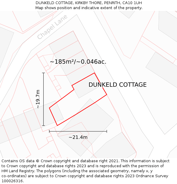 DUNKELD COTTAGE, KIRKBY THORE, PENRITH, CA10 1UH: Plot and title map
