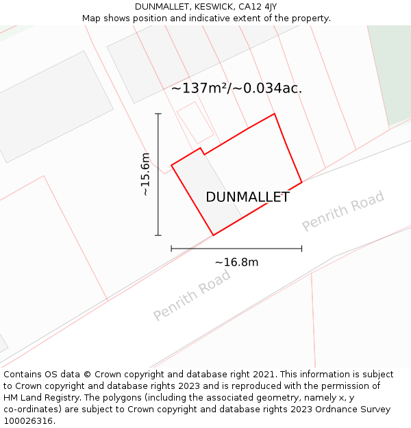 DUNMALLET, KESWICK, CA12 4JY: Plot and title map
