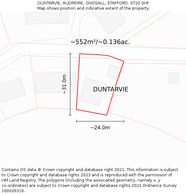 DUNTARVIE, AUDMORE, GNOSALL, STAFFORD, ST20 0HF: Plot and title map