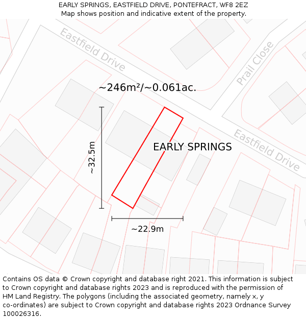 EARLY SPRINGS, EASTFIELD DRIVE, PONTEFRACT, WF8 2EZ: Plot and title map