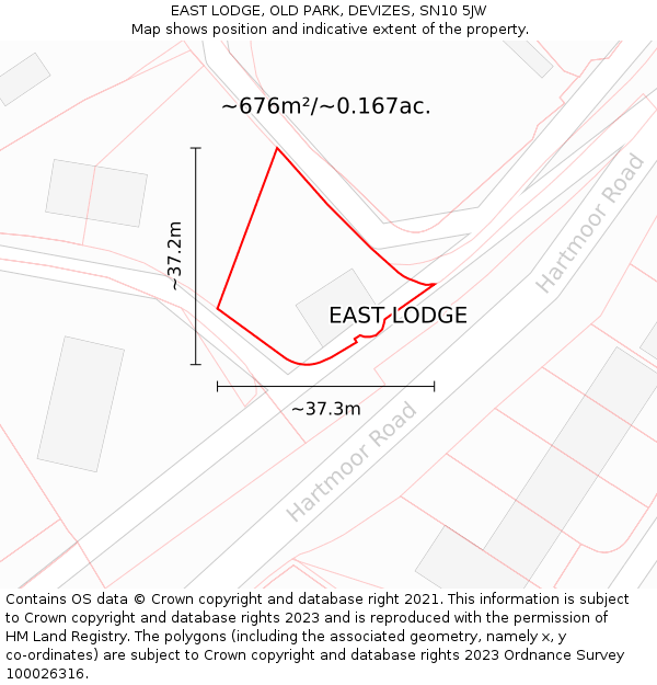 EAST LODGE, OLD PARK, DEVIZES, SN10 5JW: Plot and title map