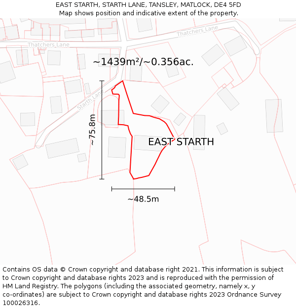 EAST STARTH, STARTH LANE, TANSLEY, MATLOCK, DE4 5FD: Plot and title map