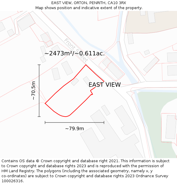 EAST VIEW, ORTON, PENRITH, CA10 3RX: Plot and title map