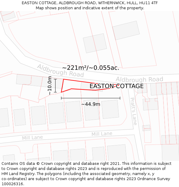 EASTON COTTAGE, ALDBROUGH ROAD, WITHERNWICK, HULL, HU11 4TF: Plot and title map