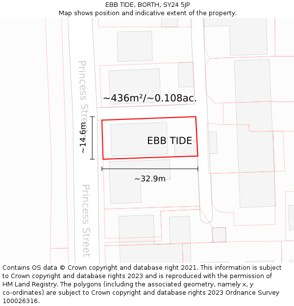 EBB TIDE, BORTH, SY24 5JP: Plot and title map