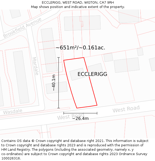 ECCLERIGG, WEST ROAD, WIGTON, CA7 9RH: Plot and title map