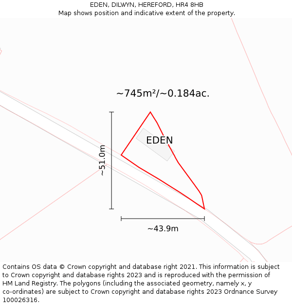 EDEN, DILWYN, HEREFORD, HR4 8HB: Plot and title map