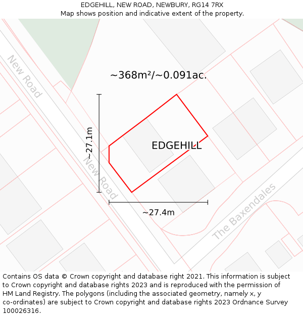 EDGEHILL, NEW ROAD, NEWBURY, RG14 7RX: Plot and title map