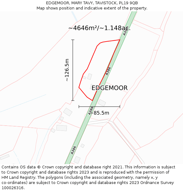 EDGEMOOR, MARY TAVY, TAVISTOCK, PL19 9QB: Plot and title map