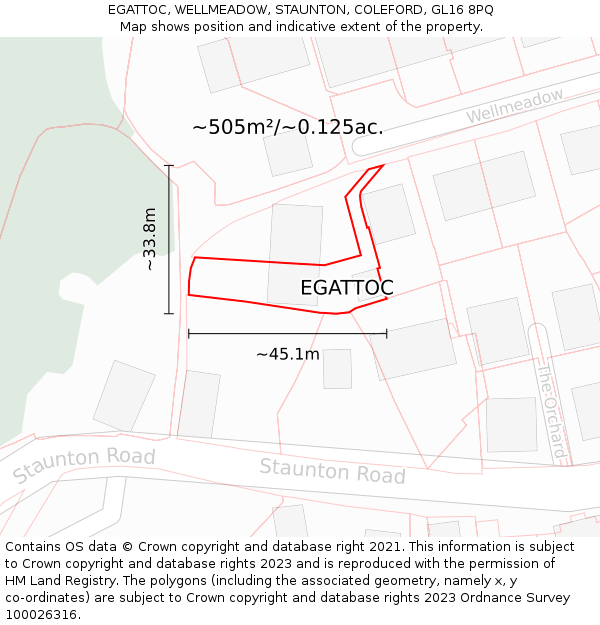 EGATTOC, WELLMEADOW, STAUNTON, COLEFORD, GL16 8PQ: Plot and title map