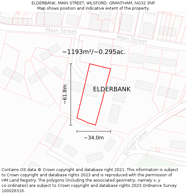 ELDERBANK, MAIN STREET, WILSFORD, GRANTHAM, NG32 3NP: Plot and title map
