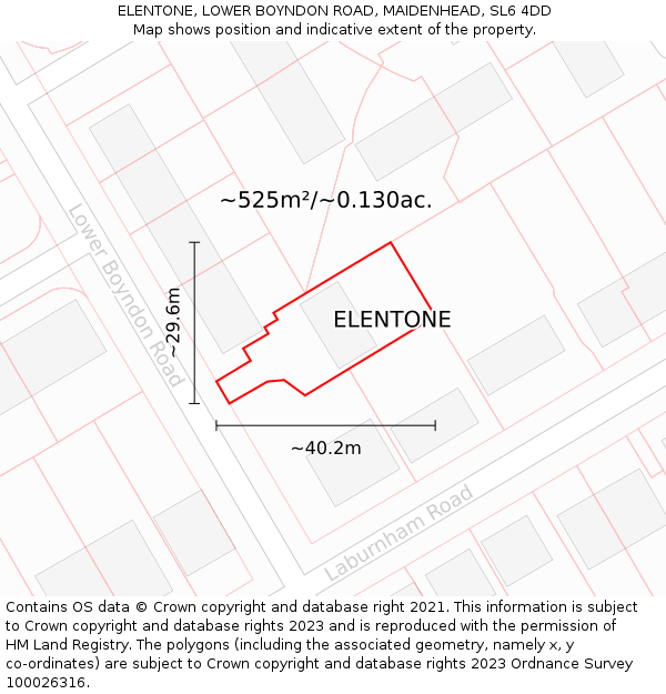 ELENTONE, LOWER BOYNDON ROAD, MAIDENHEAD, SL6 4DD: Plot and title map