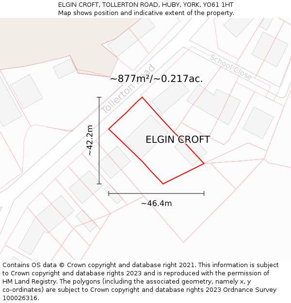 ELGIN CROFT, TOLLERTON ROAD, HUBY, YORK, YO61 1HT: Plot and title map