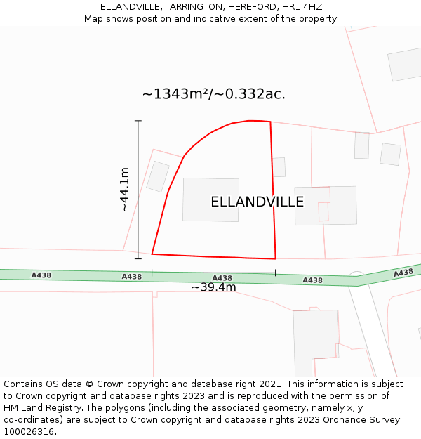 ELLANDVILLE, TARRINGTON, HEREFORD, HR1 4HZ: Plot and title map