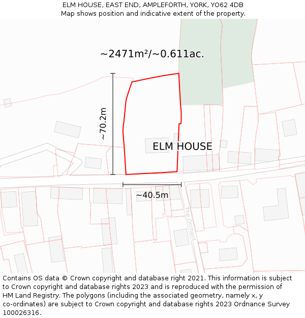 ELM HOUSE, EAST END, AMPLEFORTH, YORK, YO62 4DB: Plot and title map