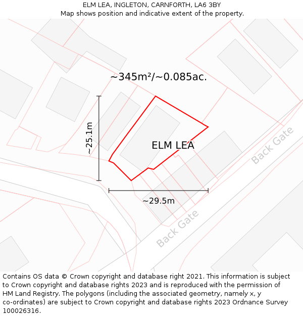 ELM LEA, INGLETON, CARNFORTH, LA6 3BY: Plot and title map