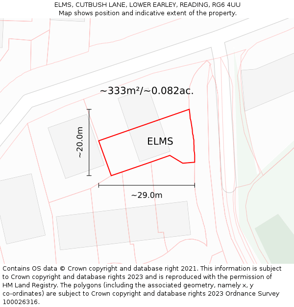 ELMS, CUTBUSH LANE, LOWER EARLEY, READING, RG6 4UU: Plot and title map