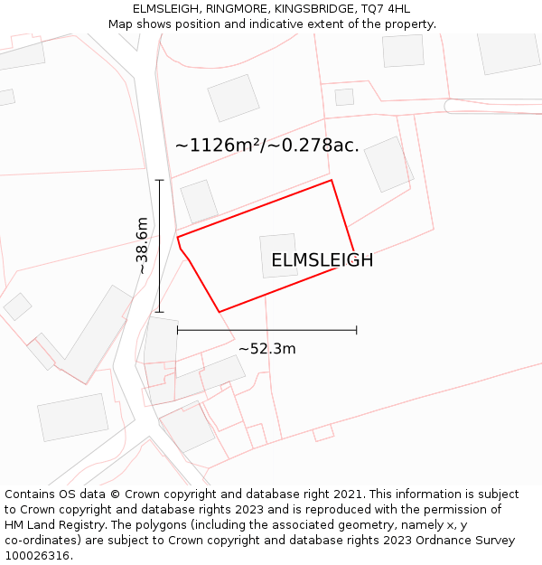 ELMSLEIGH, RINGMORE, KINGSBRIDGE, TQ7 4HL: Plot and title map