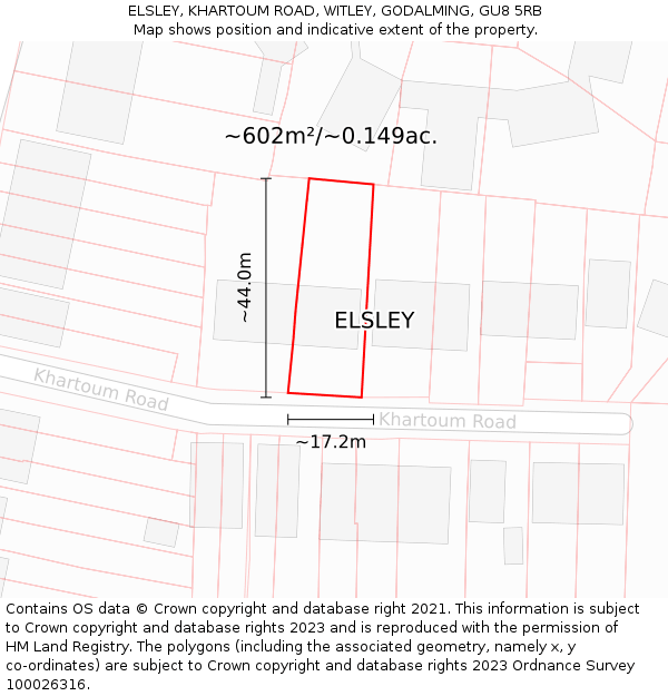 ELSLEY, KHARTOUM ROAD, WITLEY, GODALMING, GU8 5RB: Plot and title map