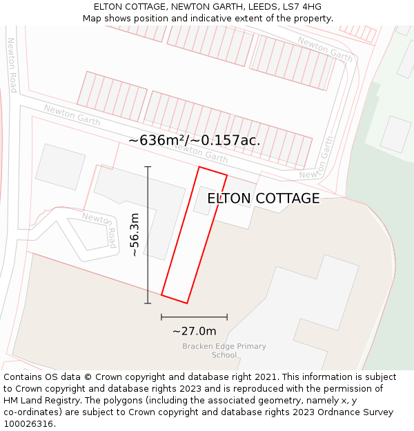 ELTON COTTAGE, NEWTON GARTH, LEEDS, LS7 4HG: Plot and title map