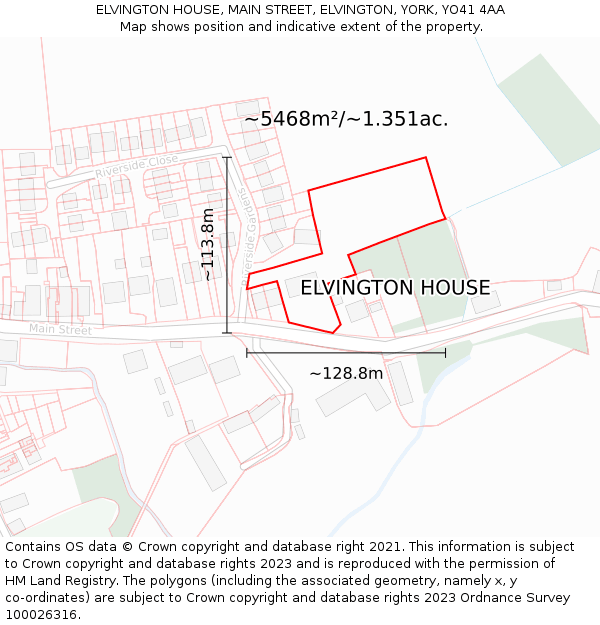 ELVINGTON HOUSE, MAIN STREET, ELVINGTON, YORK, YO41 4AA: Plot and title map
