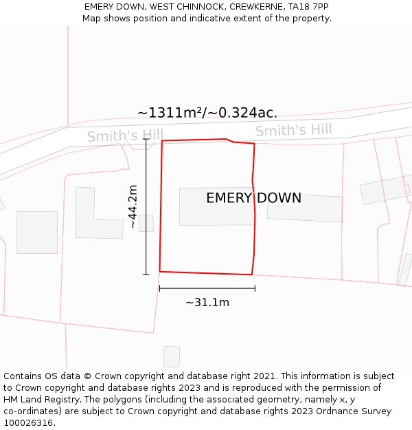 EMERY DOWN, WEST CHINNOCK, CREWKERNE, TA18 7PP: Plot and title map