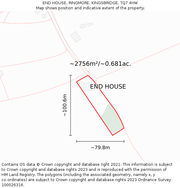 END HOUSE, RINGMORE, KINGSBRIDGE, TQ7 4HW: Plot and title map