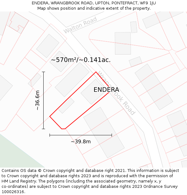 ENDERA, WRANGBROOK ROAD, UPTON, PONTEFRACT, WF9 1JU: Plot and title map