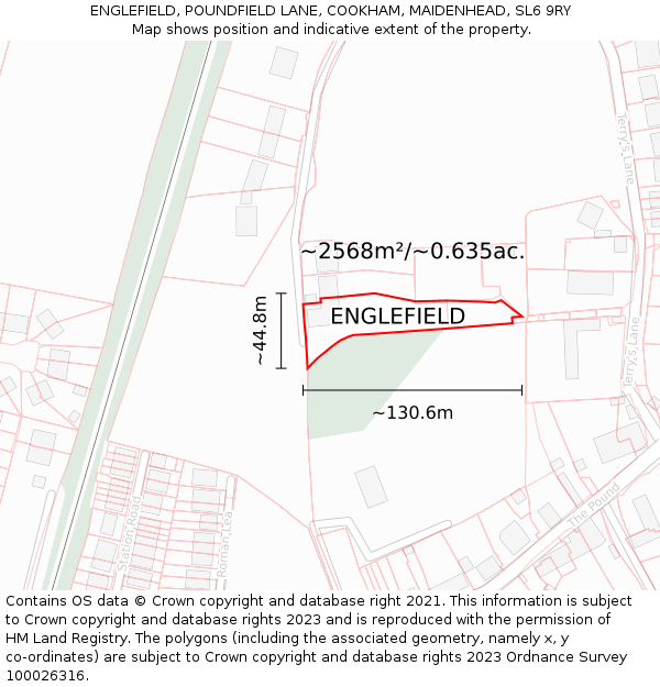 ENGLEFIELD, POUNDFIELD LANE, COOKHAM, MAIDENHEAD, SL6 9RY: Plot and title map