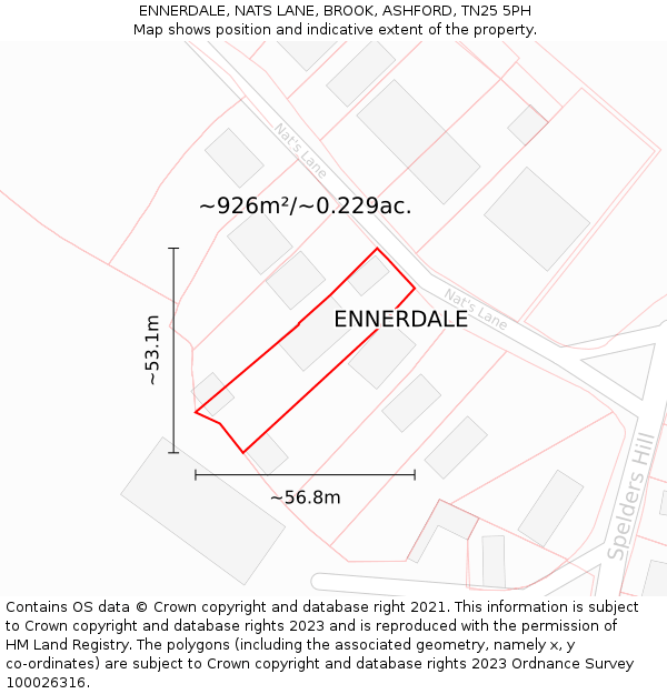 ENNERDALE, NATS LANE, BROOK, ASHFORD, TN25 5PH: Plot and title map