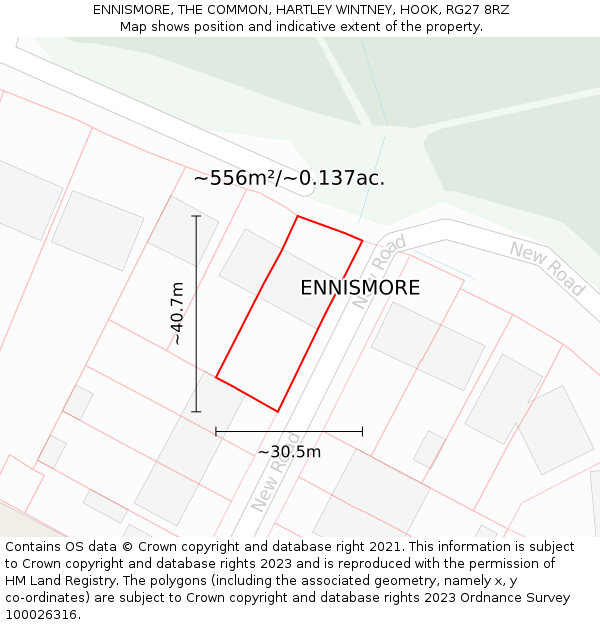 ENNISMORE, THE COMMON, HARTLEY WINTNEY, HOOK, RG27 8RZ: Plot and title map
