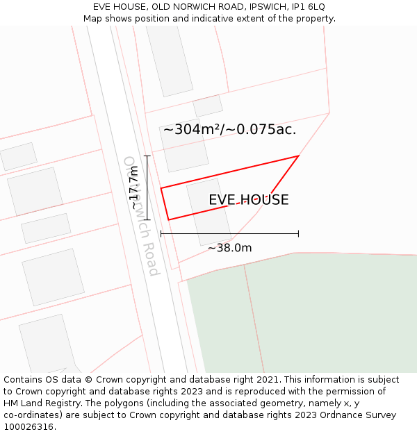 EVE HOUSE, OLD NORWICH ROAD, IPSWICH, IP1 6LQ: Plot and title map