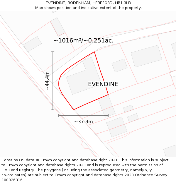 EVENDINE, BODENHAM, HEREFORD, HR1 3LB: Plot and title map