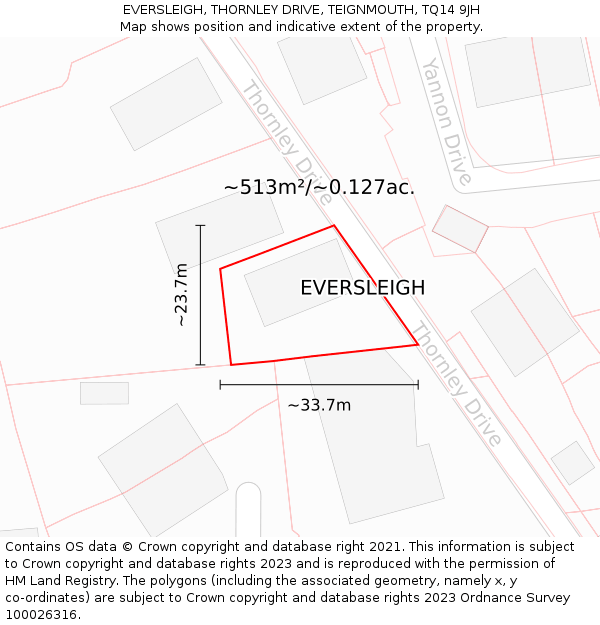 EVERSLEIGH, THORNLEY DRIVE, TEIGNMOUTH, TQ14 9JH: Plot and title map