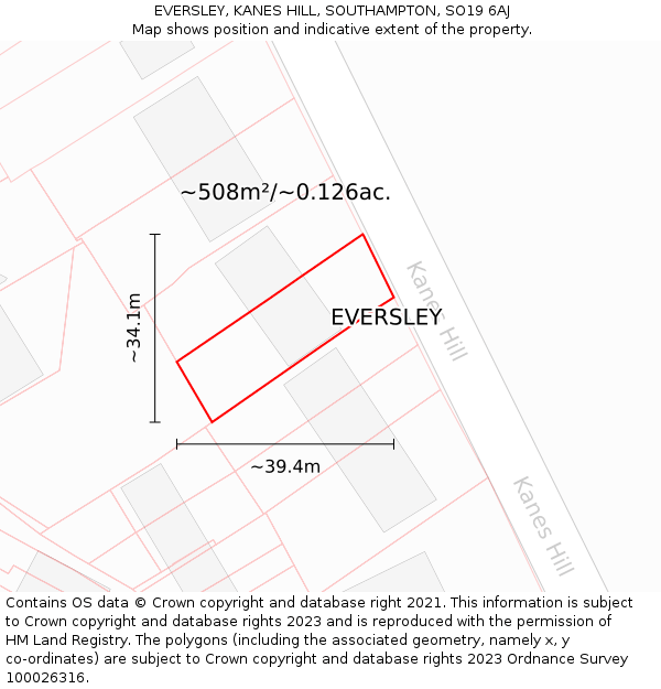 EVERSLEY, KANES HILL, SOUTHAMPTON, SO19 6AJ: Plot and title map