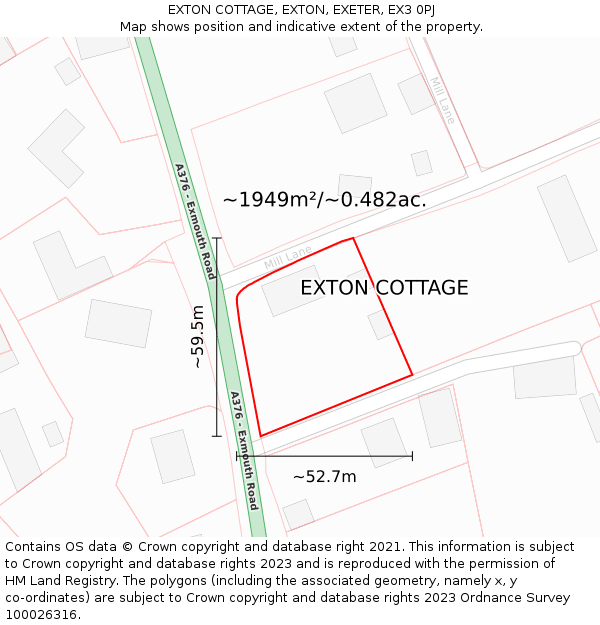 EXTON COTTAGE, EXTON, EXETER, EX3 0PJ: Plot and title map