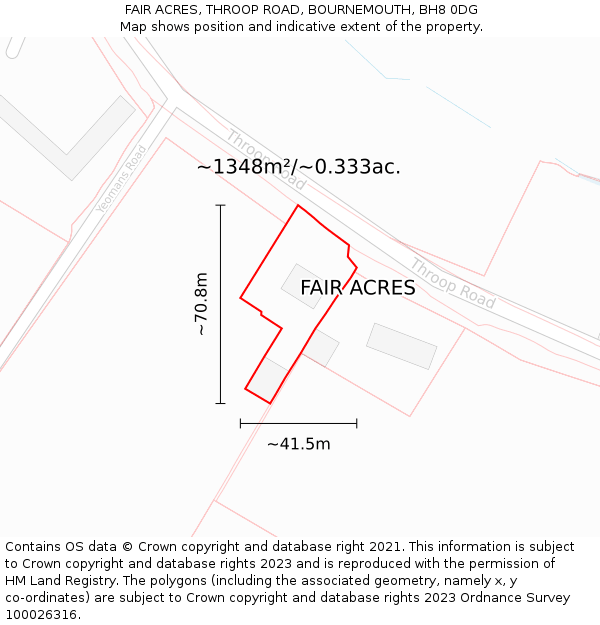 FAIR ACRES, THROOP ROAD, BOURNEMOUTH, BH8 0DG: Plot and title map