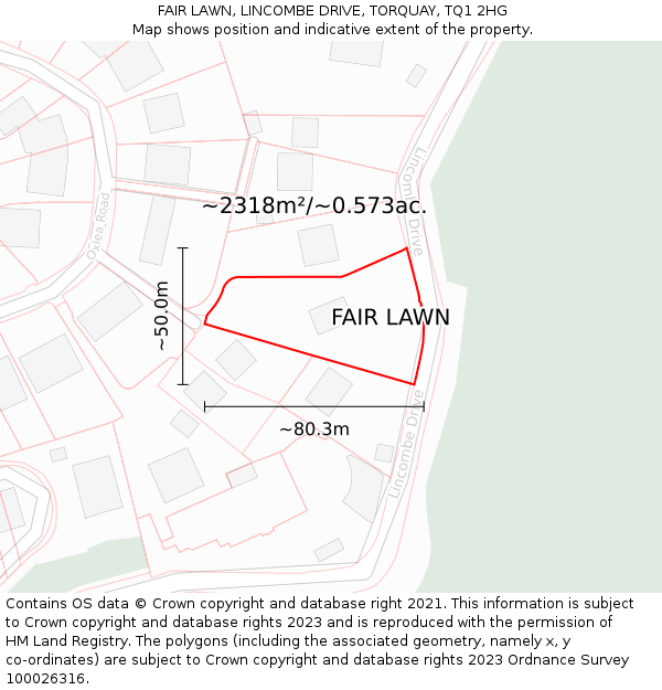 FAIR LAWN, LINCOMBE DRIVE, TORQUAY, TQ1 2HG: Plot and title map