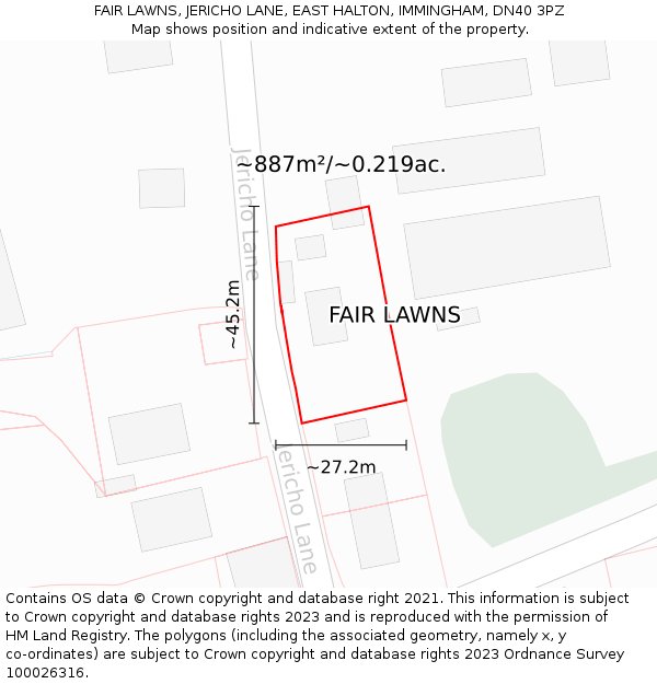 FAIR LAWNS, JERICHO LANE, EAST HALTON, IMMINGHAM, DN40 3PZ: Plot and title map