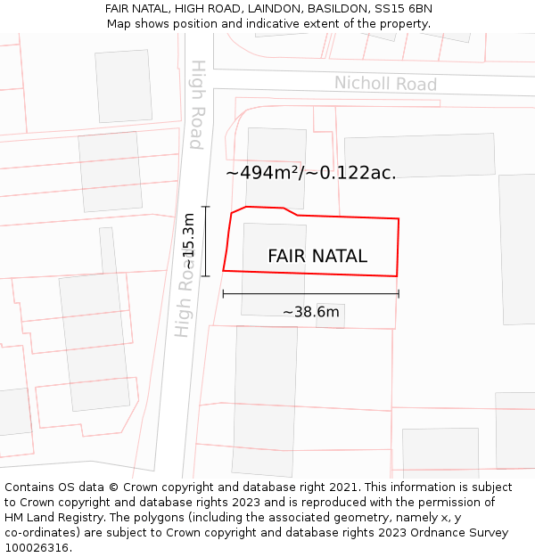 FAIR NATAL, HIGH ROAD, LAINDON, BASILDON, SS15 6BN: Plot and title map
