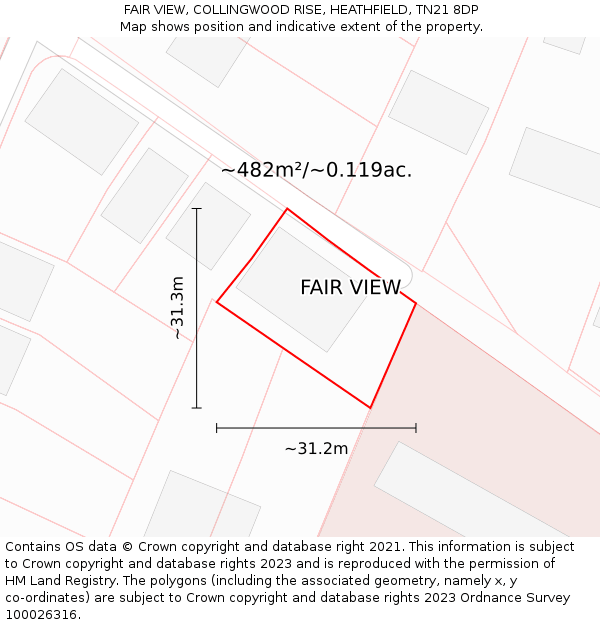 FAIR VIEW, COLLINGWOOD RISE, HEATHFIELD, TN21 8DP: Plot and title map