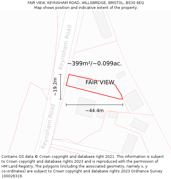 FAIR VIEW, KEYNSHAM ROAD, WILLSBRIDGE, BRISTOL, BS30 6EQ: Plot and title map