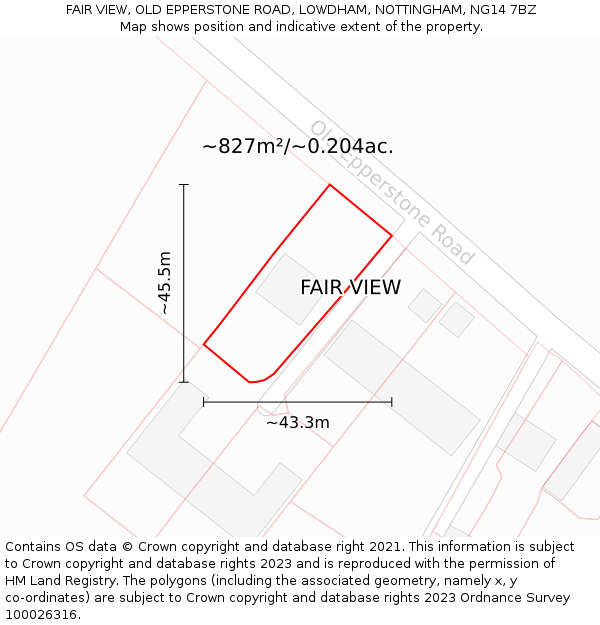FAIR VIEW, OLD EPPERSTONE ROAD, LOWDHAM, NOTTINGHAM, NG14 7BZ: Plot and title map