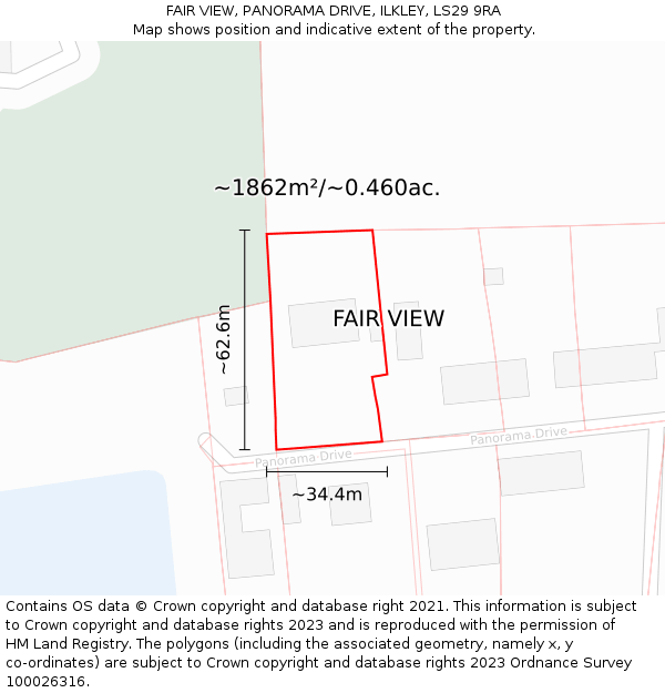 FAIR VIEW, PANORAMA DRIVE, ILKLEY, LS29 9RA: Plot and title map