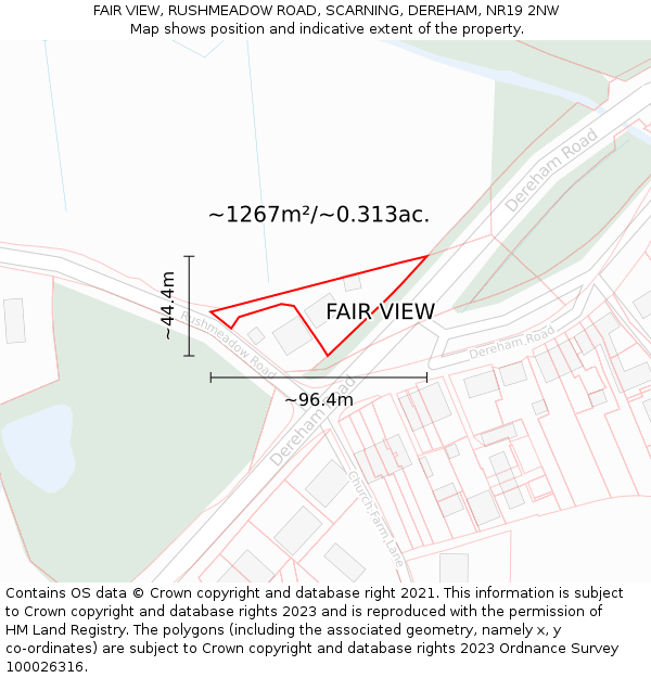 FAIR VIEW, RUSHMEADOW ROAD, SCARNING, DEREHAM, NR19 2NW: Plot and title map