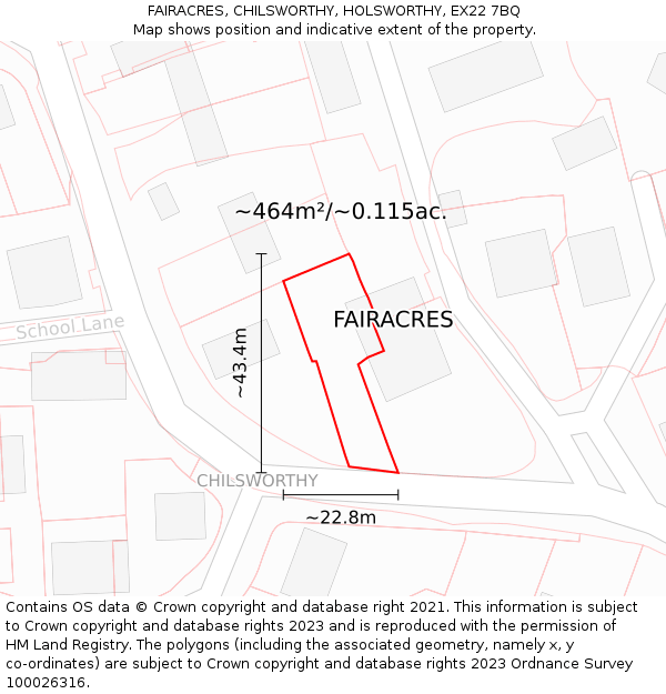 FAIRACRES, CHILSWORTHY, HOLSWORTHY, EX22 7BQ: Plot and title map